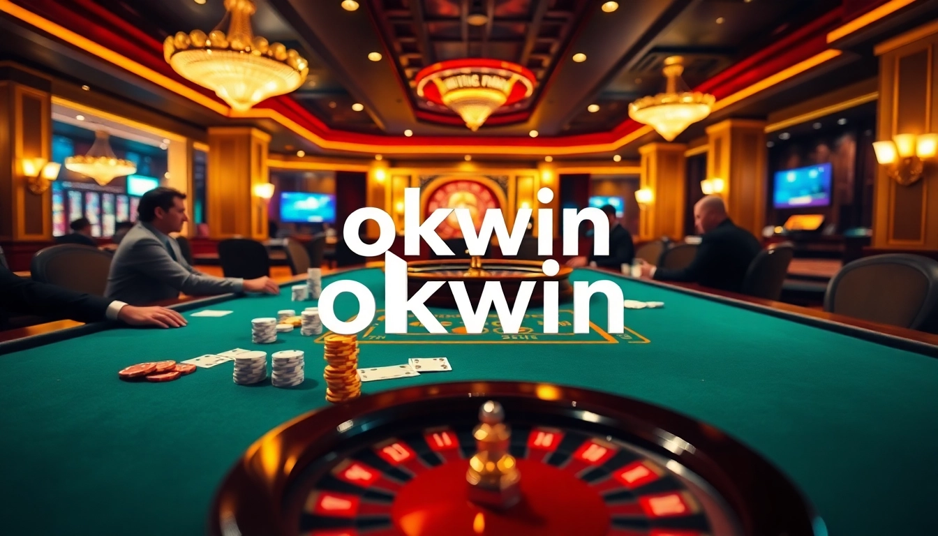 Engaged players experiencing the thrill of okwin's casino atmosphere at a vibrant gaming table.