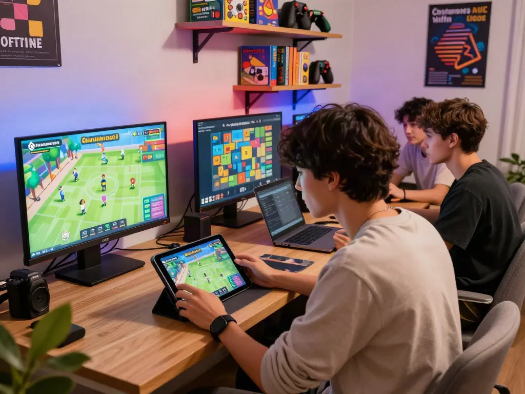 Players enjoying rokok88 offline games in a vibrant gaming room setting.