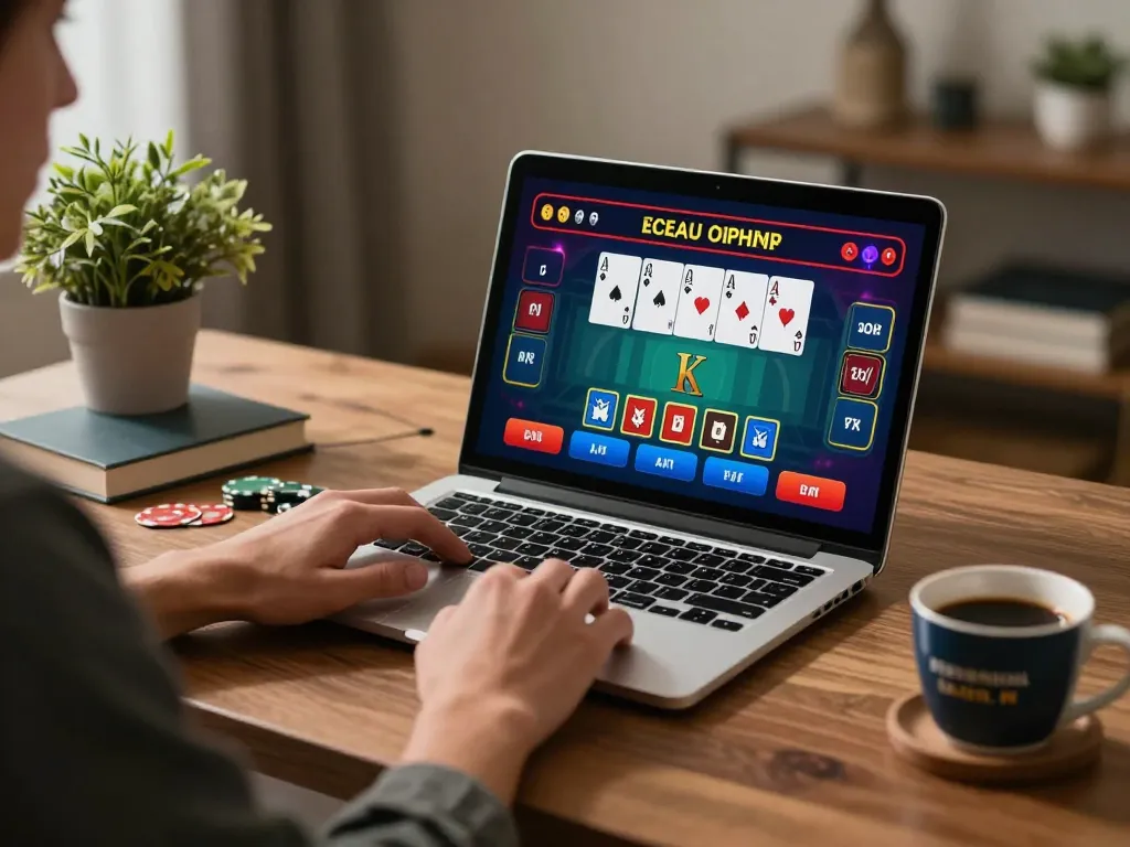 Engaged player using LC88 for live blackjack in a cozy home setting, emphasizing responsible gaming.