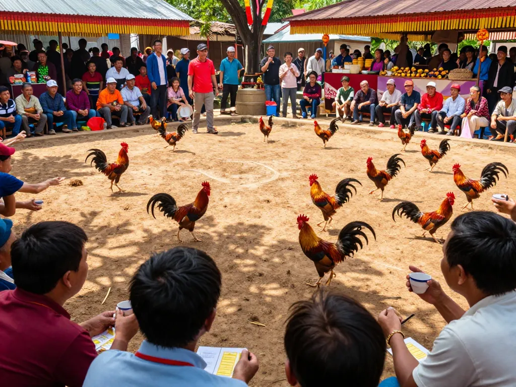 Engaged audience participating in ĐÁ GÀ 88 betting during an exciting live rooster fight.