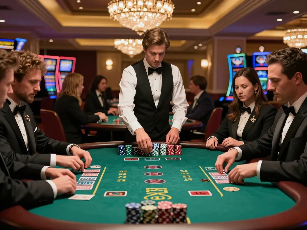 Table gameplay at https://s666no1.com/ featuring players at a luxe blackjack table with elegant decor
