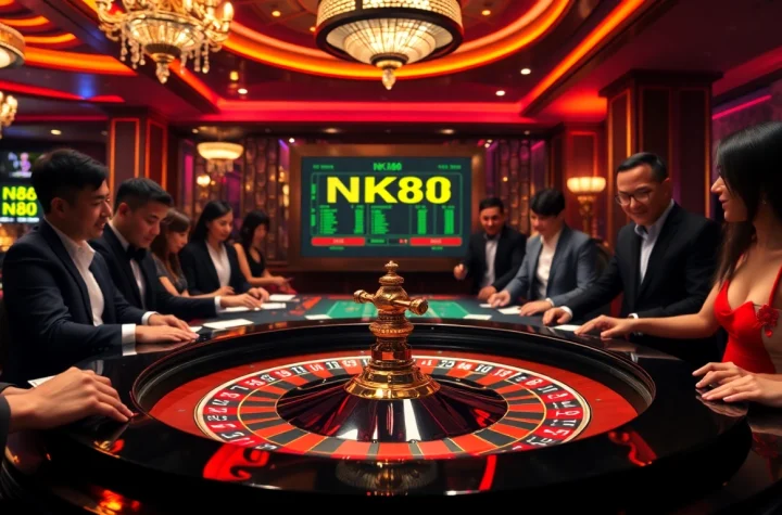 Engaged players at an NK88 roulette table enjoying an exciting gaming experience.