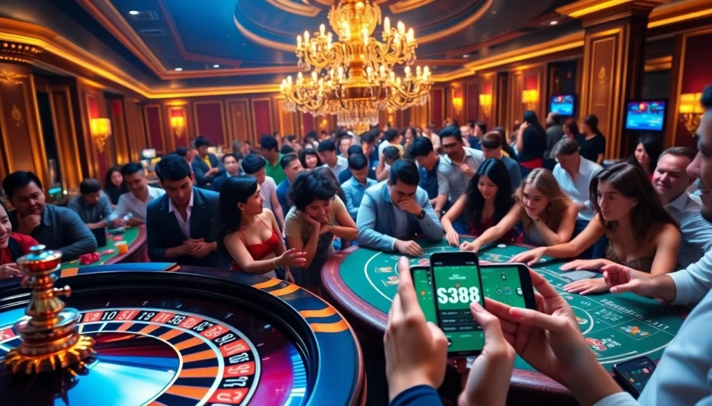 Experience thrilling gameplay with SV 388 in a vibrant casino atmosphere filled with excitement.