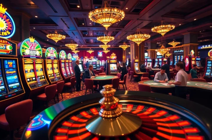 Experience thrilling games at 32WIN as players enjoy various casino activities with vibrant energy.