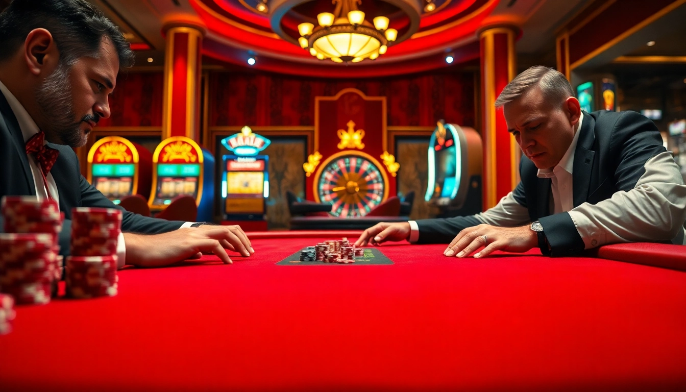 Players engaging in high-stakes action at a poker table in the luxurious TX88 casino.