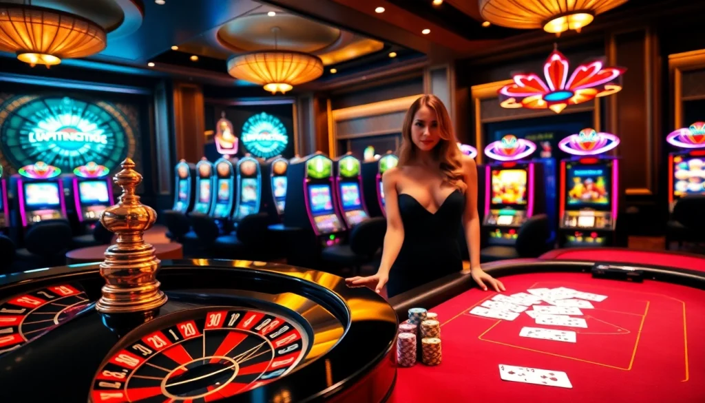 Experience the excitement of 23win with a vibrant casino table showcasing poker chips and cards.