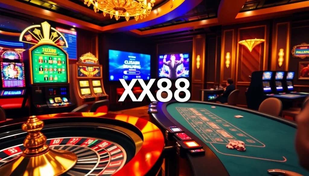 Experience the excitement of nhà cái xx88 with vibrant casino visuals and engaging gaming atmosphere.