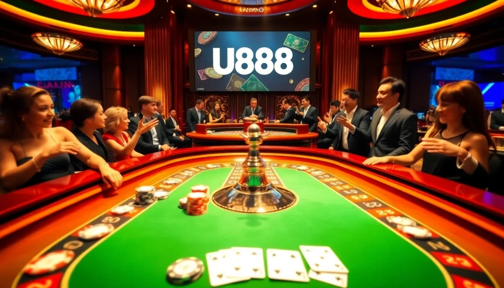 Players enjoying exciting games with u888 at a luxurious casino table enhancing the thrilling gambling experience.