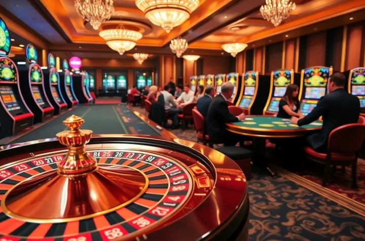 Experience the excitement of casino gaming at https://xx88casino.com/ with a vibrant roulette wheel and engaged players.