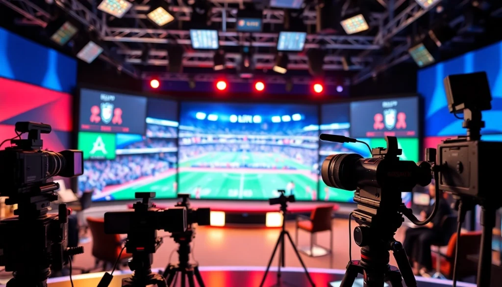 Engaging scene of sports broadcasting highlighting live events and advanced technology.