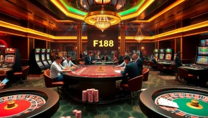 Experience the thrill of F168 as players engage in vibrant casino games with high-stakes action.