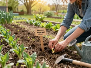Planting groene asperges zaaien in a vibrant garden, showcasing sustainable gardening practices.