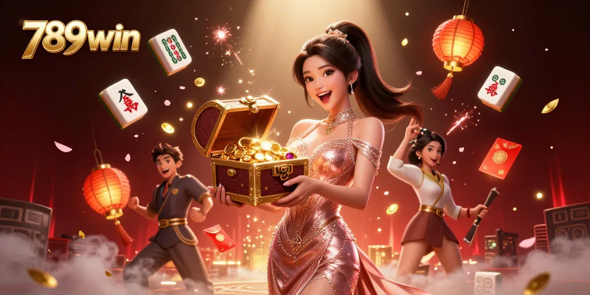Experience the thrill of riches at 789win with a dazzling treasure chest full of gems and coins.