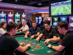 Exciting PUB88 online casino scene with players at live gaming tables.