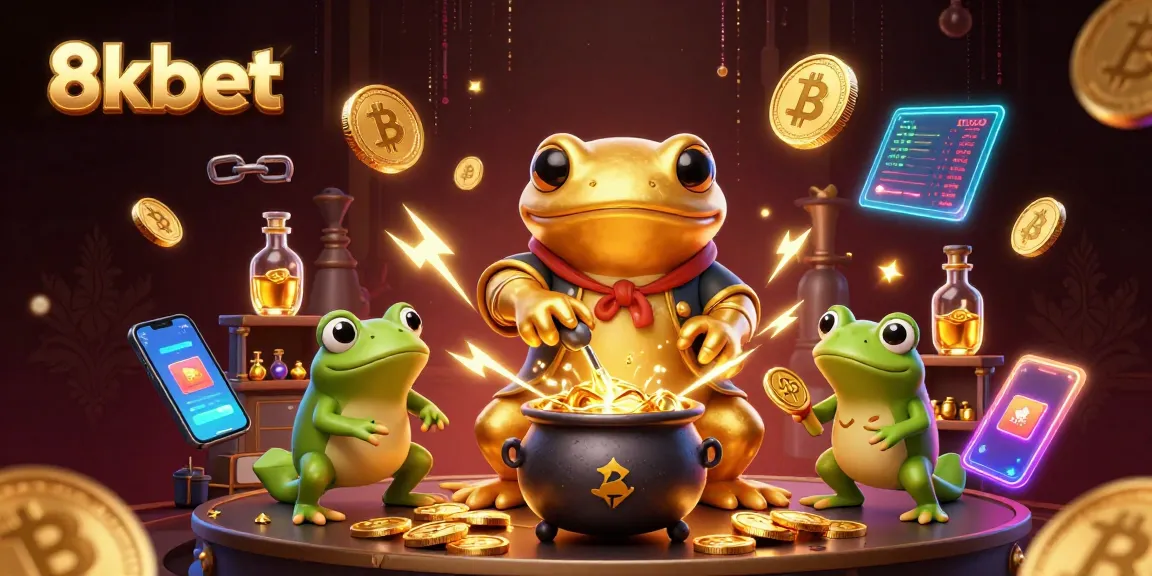 8kbet transforms excitement with a vibrant casino-themed illustration depicting alchemical gold-making.