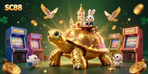 Win at SC88 with the golden tortoise casino, vibrant game elements, and dynamic rabbit dealer.