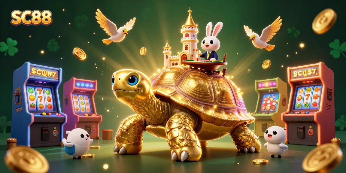 Win at SC88 with the golden tortoise casino, vibrant game elements, and dynamic rabbit dealer.