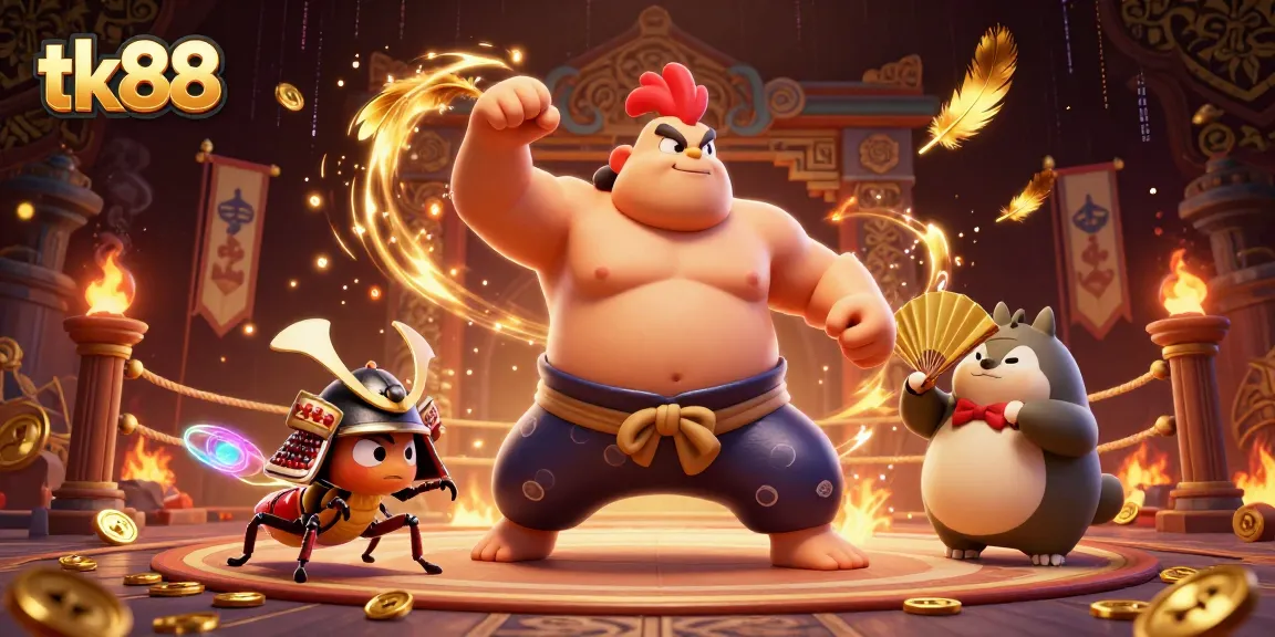 Engage with thrilling tk88 gaming battles featuring sumo wrestlers and samurai cricket