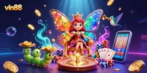 Experience thrilling gaming action at vin88 with dynamic casino elements and colorful characters.