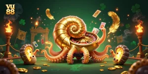 Experience thrilling action at vu 88 as the giant nautilus spins a roulette wheel amidst vibrant casino elements.