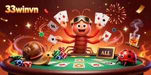 Engage with 33winvn at the vibrant casino scene, showcasing thrilling poker gameplay and excitement.