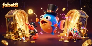 Engage with fabet8's thrilling online rewards in a vibrant 3D treasure scene.