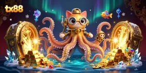 Engage in thrilling adventures with tx88's vibrant 3D treasure-filled casino scene.