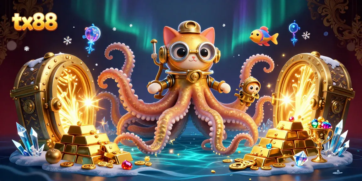 Engage in thrilling adventures with tx88's vibrant 3D treasure-filled casino scene.