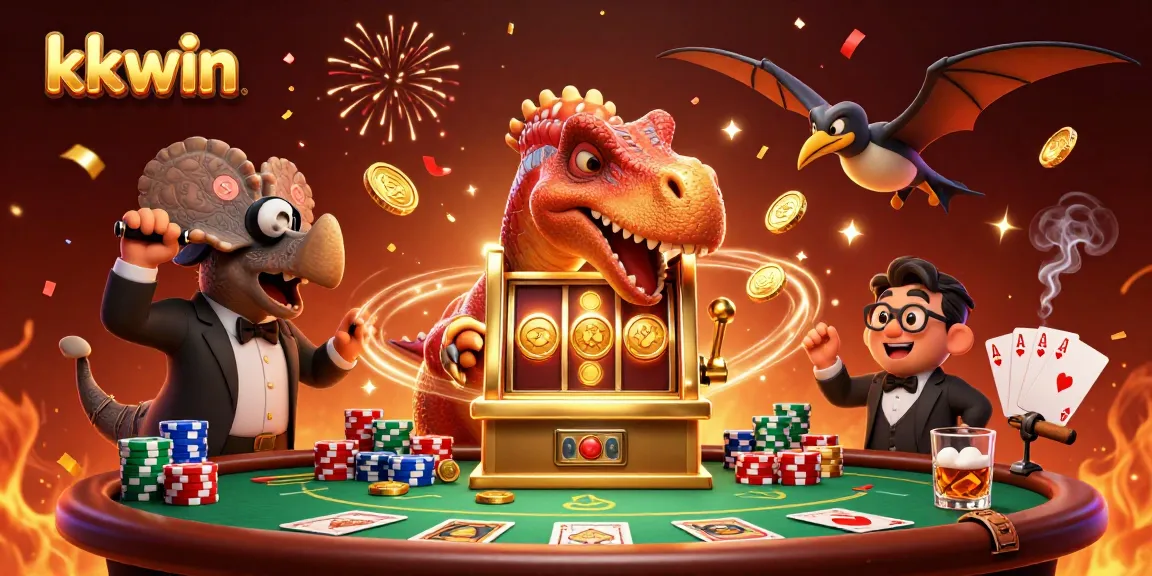 kkwin inspires excitement as a pachycephalosaurus celebrates jackpot wins at the casino.