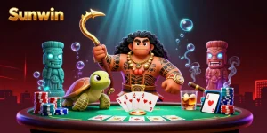 Catch your winning hand at Sunwin with colorful poker chips and a vibrant casino atmosphere.