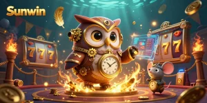 Engage in thrilling gameplay at Sunwin with vibrant slot game elements and a captivating steampunk scene.
