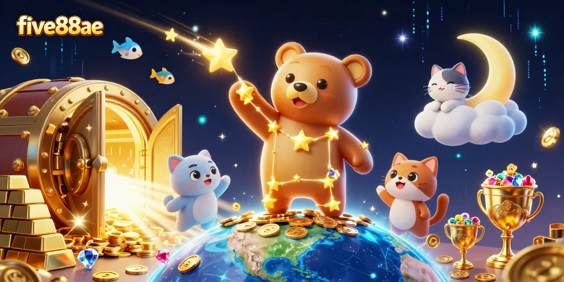 Win big at five88ae while basking in treasure surrounded by lucky stars and shimmering riches.