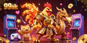 Engage in thrilling gameplay at 99ok with vibrant characters and dynamic casino elements surrounding an exciting scene.