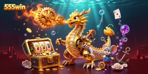 Win big at 555win with slots and vibrant casino elements in a dynamic scene.