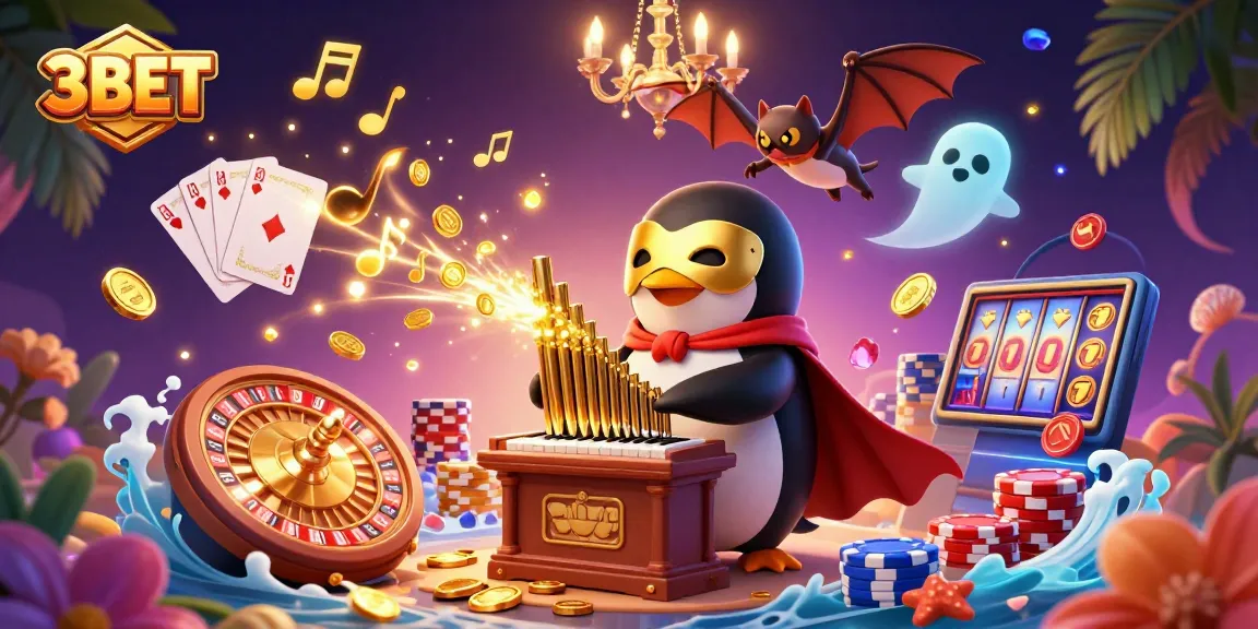 Engage with the thrilling world of 3BET casino, featuring golden coins and vibrant slot reels.