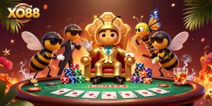 Experience the excitement of XO88 gambling with vibrant poker elements and engaging characters.