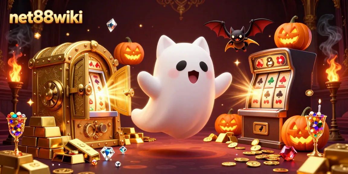 Experience thrilling games at net88wiki with a ghost cat and vampire bat in a haunted casino