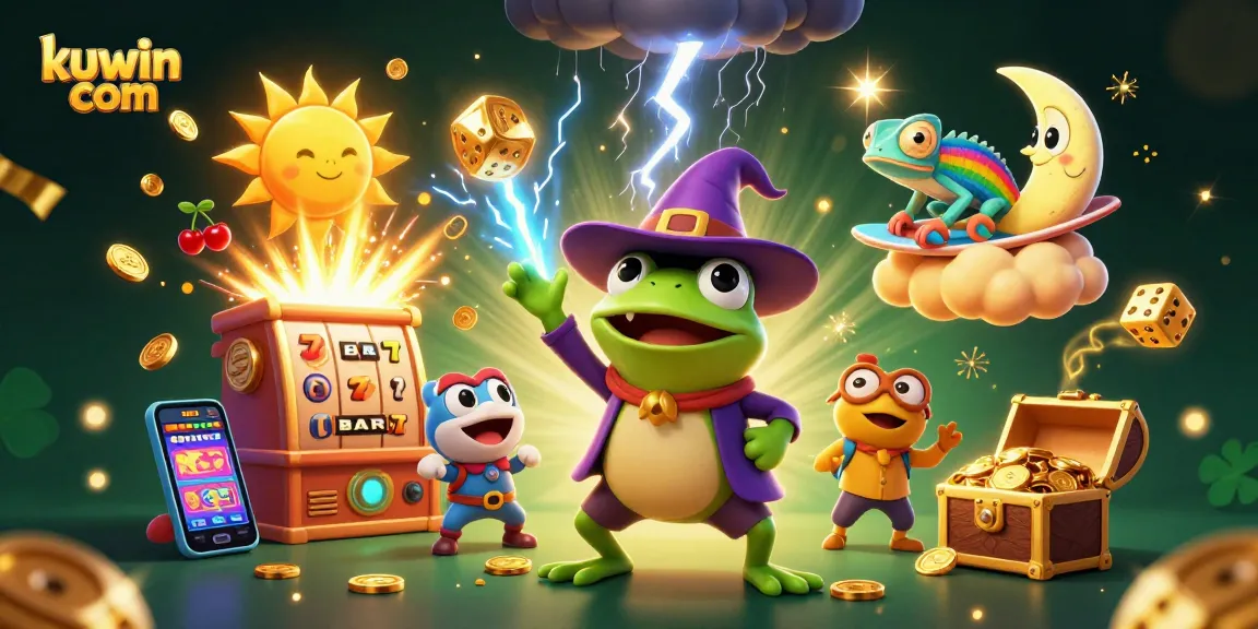 Watch kuwin com's weather wizard frog unleash golden coins in this vibrant casino scene.