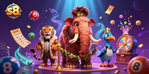 Engage with the exciting world of S8, where vibrant lottery balls and golden tickets celebrate gaming adventures.