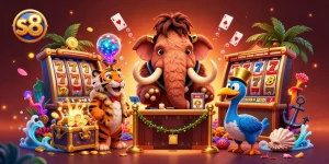 Engage in thrilling gameplay at s8 with vibrant slot games hosted by animated characters.