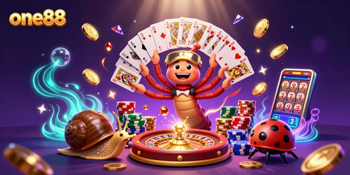 Engage in thrilling gaming adventures at one88 with vibrant casino characters and magical elements.
