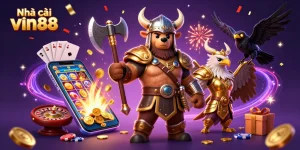 Play exciting games at Nhà cái vin88 with dynamic 3D characters and vibrant casino elements.