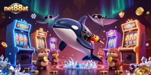 Experience the fun and excitement at net88at with colorful casino elements and animated characters!
