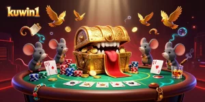 Kuwin1 captivates players with a vibrant casino scene filled with riches and engaging elements.