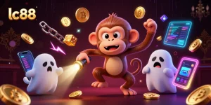 Watch lc88's mischievous poltergeist monkey juggling golden items in a haunted casino scene.
